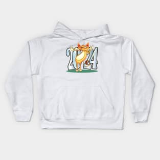 New Year 2024 Cat Kids Hoodie